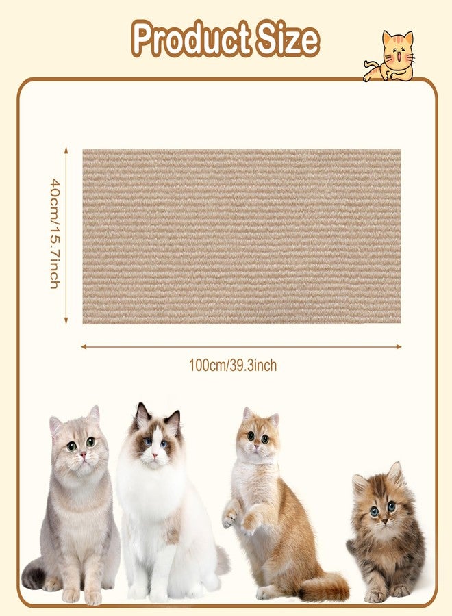 TecoKart® Cat Scratcher Post, 40x100 CM DIY Scratching Pad for Cats, Self-Adhesive Cat Scratch Pad for Sofa, Wall, Door, and Cat Furniture (Khaki) - Image 2